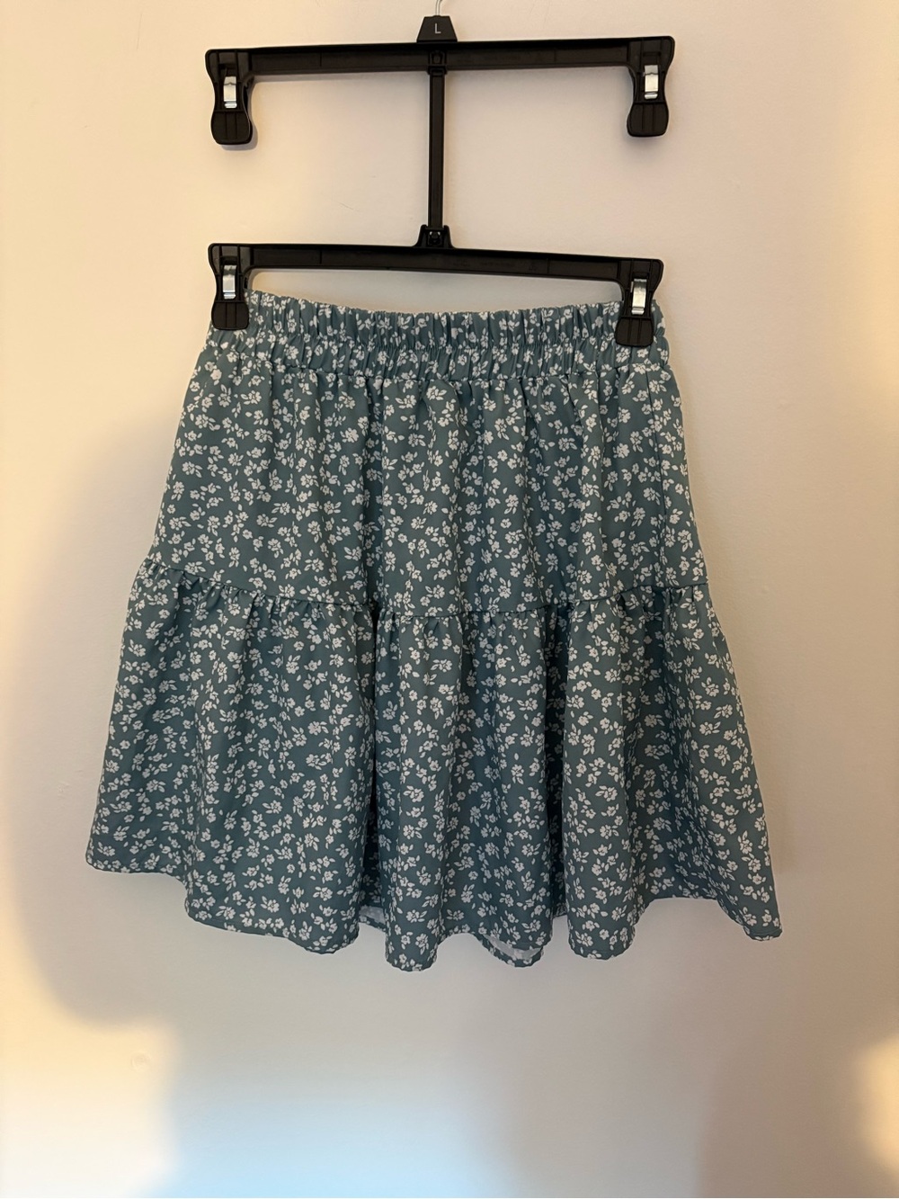 Shein Women's Teal Floral Tiered Skirt